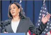  ?? AFP ?? Democratic vice-presidenti­al candidate Kamala Harris speaks during a campaign event in Washington, DC.