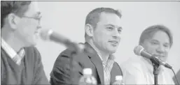  ??  ?? General manager Jed Hoyer (middle) speaks during a panel discussion on “Restoring Wrigley Field” on Saturday. | RICHARD A. CHAPMAN~SUN-TIMES