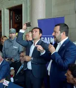  ??  ?? Salvini durante il suo appuntamen­to barese