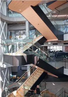  ??  ?? The internal staircase of the revamped Barwon Water building.