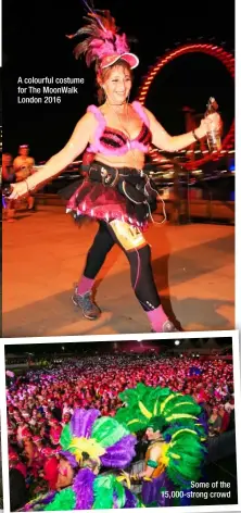  ??  ?? A colourful costume for The Moonwalk London 2016 Some of the 15,000-strong crowd