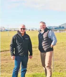  ?? Photo / Supplied ?? A new 45-hectare industrial site is being developed in the Taupo¯ industrial area. Pictured are Te Pae o Waimihia trustee Greg Stebbing (left) with Craig Stephenson from Contact Energy (right).