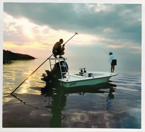  ?? ?? Today Hewes builds boats from high-tech materials, making them lighter and stronger than ever before. But the modern boats still evoke the classic lines of the earliest models, like this Bonefisher.