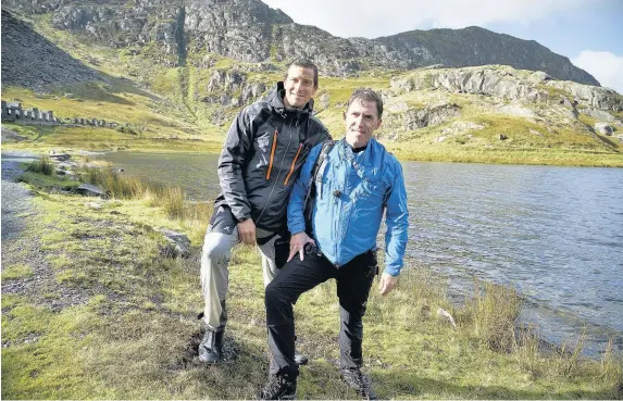  ?? Mark Johnson ?? > Bear Grylls and Rob Brydon on Bear’s Mission with Rob Brydon