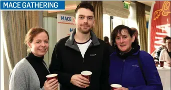  ??  ?? Michelle Lenihan, David Curran and Ann Curran from Mace Waterville at the recent Mace retailer meeting at the Charlevill­e Park Hotel.