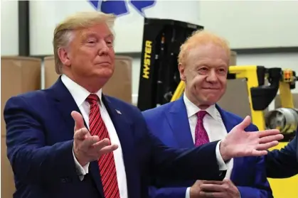  ?? ?? Donald Trump and Australian billionair­e Anthony Pratt at the opening of a Pratt Industries paper plant in Ohio in 2019. Photograph: Mick Tsikas/AAP