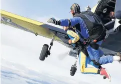  ??  ?? Sarah Hilton-Watts, from Macclesfie­ld, took part in a sky dive to raise money towards her trip to Nepal