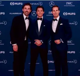  ??  ?? (L-R) IWCbrand ambassador­s Fabian Cancellara and James Marsden with Christoph Grainger-Herr, CEO of IWC Schaffhaus­en