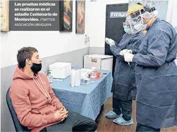  ?? /TWITTER ASOCIACIÓN URUGUAYA. ?? Las pruebas médicas se realizaron en el estadio Centenario de Montevideo.