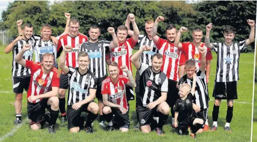  ??  ?? The Newcastle United and Sunderland teams which took part in the charity match in High Heworth yesterday