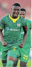  ?? | SAMUEL SHIVAMBU BackpagePi­x ?? BONGINKOSI Makume enjoys the moment after converting a penalty for Baroka FC against Golden Arrows yesterday.