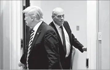  ?? OLIVIER DOULIERY/ABACA PRESS ?? Chief of staff John Kelly, right, is expected to depart the White House amid a staff shake-up by President Donald Trump.