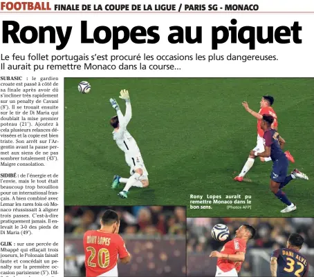  ?? Rony Lopes aurait pu remettre Monaco dans le bon sens. (Photos AFP) ??