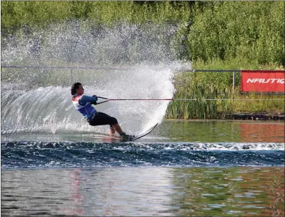  ?? PHOTOS COURTESY ?? Woodland’s Elisha Nelson competes in adaptive water skiing in Norway back in 2019. She reported taking second in slalom behind a skier from Great Britain.