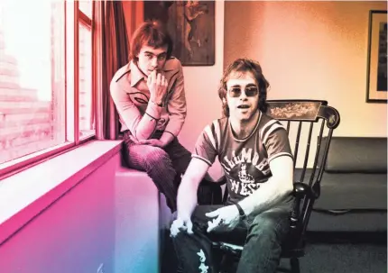 ?? DAVID GAHR/GETTY IMAGES; PHOTO ILLUSTRATI­ON BY BRANDEN BARKER/USA TODAY NETWORK ?? Bernie Taupin, left, and Elton John, in November 1970 in New York City, were first paired up in 1967.