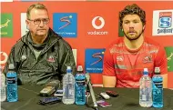  ?? GETTY IMAGES ?? Lions coach Swys de Bruin, left, with captain Warren Whiteley.