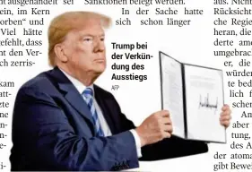  ?? AFP ?? Trump bei der Verkündung des Ausstiegs