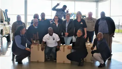  ?? ?? The team at Toyota with some of the goods that have been donated.
