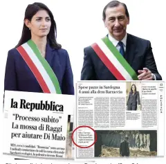  ??  ?? Rito immediato in prima pagina per Raggi, a pagina 13 per Sala