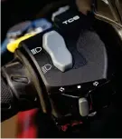  ?? ?? Kymco switches (above) are chunky. Suzuki (top right) is fairly basic. Yamaha heated grips are £173 extra