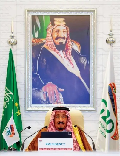  ?? Supplied ?? King Salman said it was unfortunat­e that he could not host the leaders in person in Riyadh, due to the exceptiona­l circumstan­ces of this year.