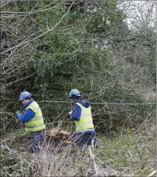  ??  ?? An ESB crew repair a power line on the N17 last Wednesday.