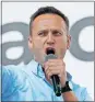  ?? [PAVEL GOLOVKIN/ASSOCIATED PRESS FILE PHOTO] ?? In this July 20, 2019, photo, Russian opposition activist Alexei Navalny speaks to a crowd during a political protest in Moscow, Russia.