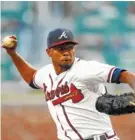  ??  ?? Atlanta starter Julio Teheran pitched six innings and struck out nine Phillies batters to get the win for the Braves.