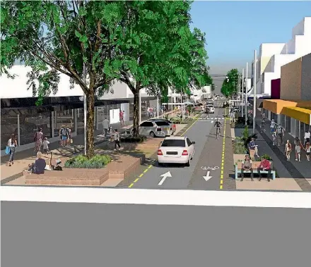  ??  ?? What Hurstmere Rd in Takapuna could look like after an upgrade. Plans include improving street lighting and putting in place a new stormwater treatment system to remove pollutants from the water dischargin­g to the beach.