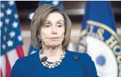  ?? J. SCOTT APPLEWHITE/AP ?? Speaker of the House Nancy Pelosi, D-Calif., holds a news conference Thursday morning.