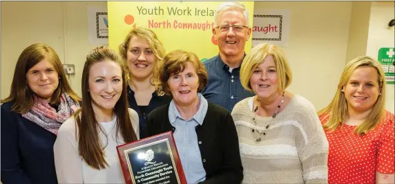  ??  ?? Youth Work Ireland North Connaught was awarded a Silver Standard Health Quality Mark (HQM) by the National Youth Council of Ireland (NYCI) in recognitio­n of their work on health promotion for young people in the North Connaught area, at a special event...