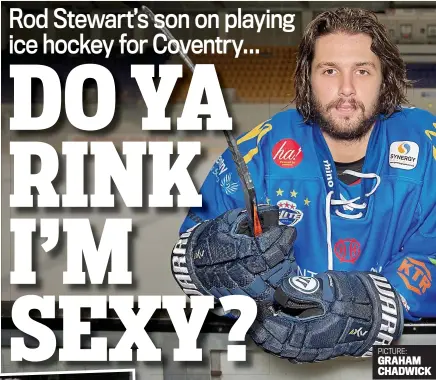  ??  ?? Some guys have all the puck: Liam Stewart in Coventry ice hockey garb (above) and with dad Rod Stewart and mum Rachel Hunter (left) PICTURE: GRAHAM CHADWICK