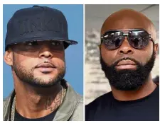  ??  ?? Violent rivalry: Booba (left) and Kaaris along with theirentou­rages were filmed fighting in a duty-free shop at the Orly airport. — AFP