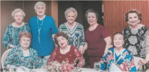  ??  ?? SMILING SEÑORAS. Seated are Julina Muertegui, Conchita Taylor and Carmen Martinez. Standing are Quina Melendez, Marichu Garcia, Paqui Melendez Aboitiz, Vivina Yrastorza and Teresin Mendezona.