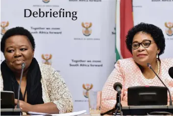  ?? PICTURE: ELMOND JIYANE/GCIS ?? Communicat­ions Minister Nomvula Mokonyane, right, with Government Communicat­ions and Informatio­n System Acting Director-General, Phumla Williams, at the post-Cabinet media address at the Imbizo Media Centre in the CBD yesterday.