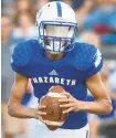  ?? MORNING CALL FILE PHOTO ?? Nazareth senior quarterbac­k Anthony Harris passed for 188 yards and rushed for 101 yards on Friday against Bethlehem Catholic.