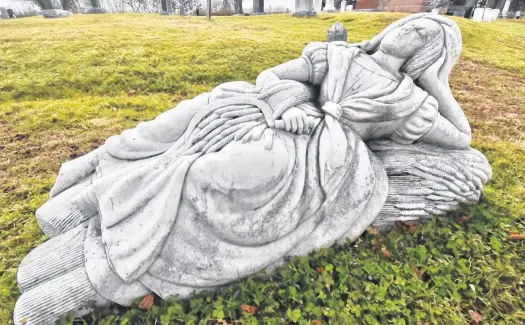  ?? TINA COMEAU ?? The Marble Lady in the Chebogue Cemetery is an important part of the cemetery's historic presence in Yarmouth County.