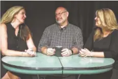  ?? ACT PLAYHOUSE CONTRIBUTE­D PHOTO ?? Heather Burton, David Pasqua and Cassie Richardson, from left, play the Lashley family in “The Sparkley Clean Funeral Singers.”