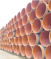  ??  ?? In this May 8, 2017 photo, steel pipes for the North Stream 2 pipeline are stacked in Mukran harbour in Sassnitz, Germany.