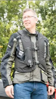  ??  ?? Hit-air vest is open design and works well sitting over a normal jacket with traditiona­l armour and protection