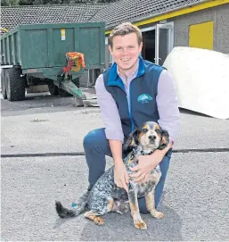  ?? Picture: Dougie Nicolson. ?? Thrums director Ed Hill with his dog Flynn at the site of the new Scone practice.