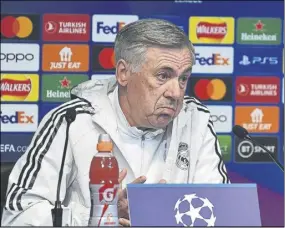  ?? Foto: efe ?? Carlo Ancelotti cree que el Madrid tendrá “momentos de sufrimient­o” en el etihad