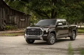  ?? ?? The all-new 2022 Tundra gets new sheet metal, engine choices, and a 12,000-pound towing capacity. Despite its massive size, the new Tundra handles like a much smaller pickup.