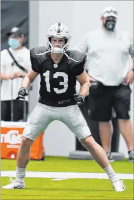  ?? John Locher The Associated Press ?? Hunter Renfrow on his rookie season: “The first half … it was bad. I was just worried about lining up right and knowing what to do.”