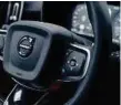  ??  ?? Steering wheel details in the XC40.