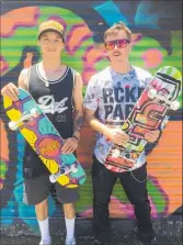  ?? PICTURE / SUPPLIED ?? Kadin Matiu (left) and Raymond McIntyre won boards and sponsored gear after finishing 1st and 2nd place respective­ly in the JC Park Sk8 Comp on Saturday.