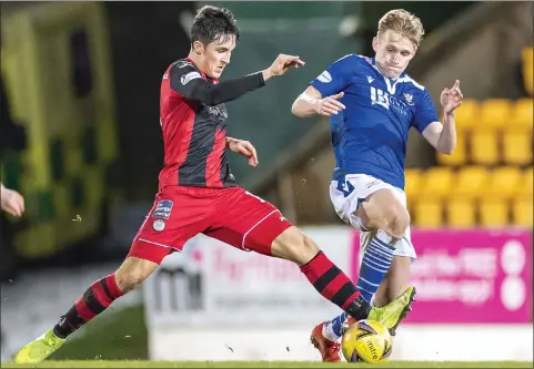  ??  ?? Ali McCann (right) is challenged by St Mirren’s Jamie McGrath last weekend