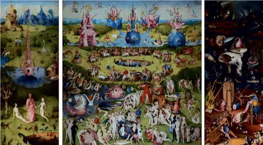  ??  ?? ABOVE:
The Garden of Earthly Delights, by Hieronymou­s Bosch, in which Salvador Dali (opposite page) discovered his own portrait.
BELOW:
Javier Sierra in the Prado.