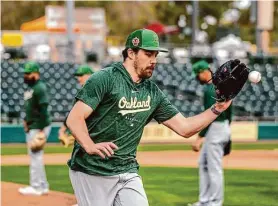 ?? Ash Ponders/Special to The Chronicle ?? Trevor May may or may not end up being the Athletics’ best reliever this season, but his teammates and coaches all agree he is clearly the club’s best baker.