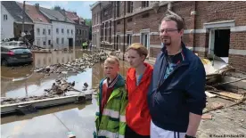  ??  ?? Brasseur (right) and his family were trapped on the roof for nine hours